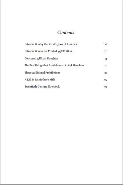 Ritual Slaughter: A Guide to Modern Karaite Jewish Practice